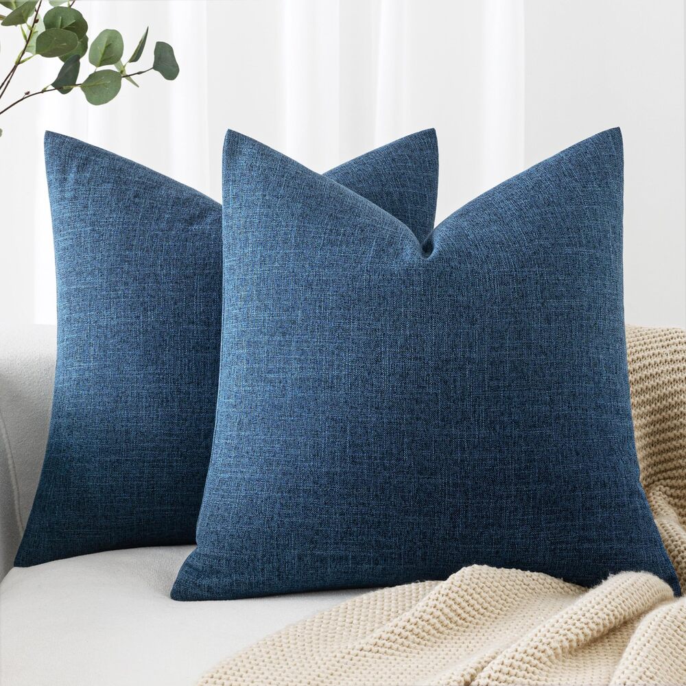 4063 24x24 Inch Euro Linen Burlap Pillow Covers, Set of 2 Large Square